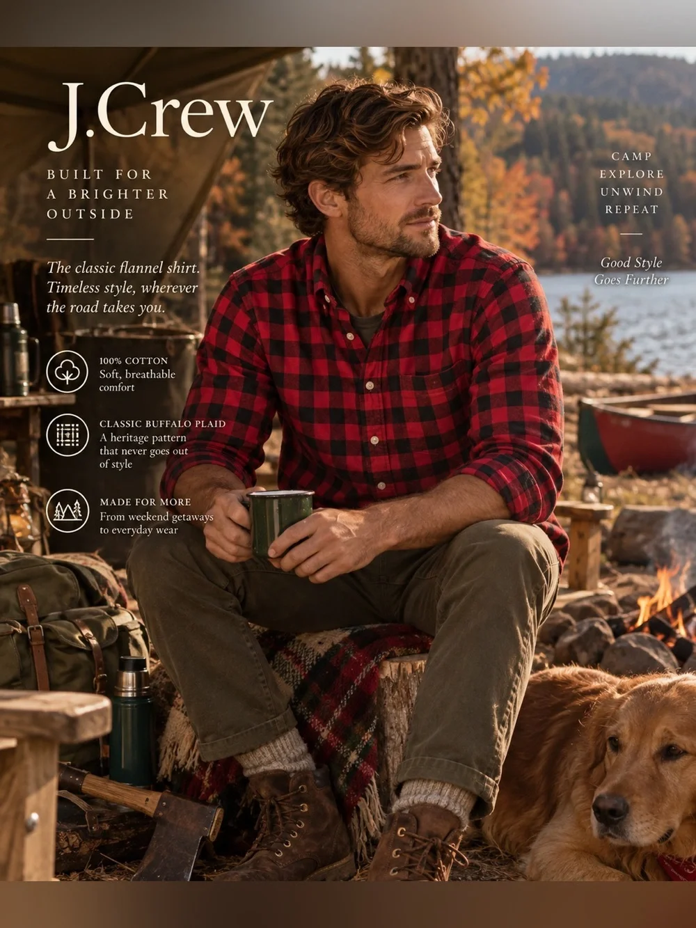 J. Crew Men's Red Buffalo Plaid Flannel Shirt
